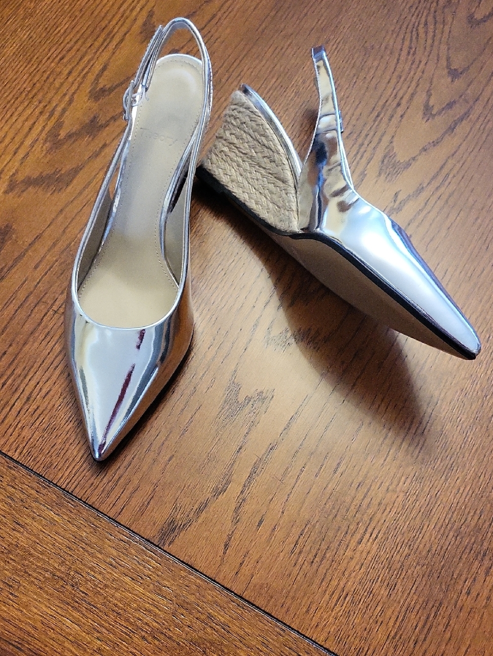 Theory Metallic Leather Slingback Wedges,made In Italy